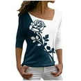 thumbnail image 2 of Babysbule Womens Casual Floral Printing Tops V-Neck Long Sleeve Loose Flowers T-Shirt Blouse s, 2 of 6