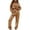 Brown, variant on Mrat Two Piece Jogging Sweatsuit Women's Casual Cutumn and Solid Color Pullover Hooded Long Sleeve Shirt and Trousers Suit Jogger Sweatsuit Set S-884 Pink-A L