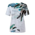 thumbnail image 5 of USSUMA Womens Summer Tops and Blouses Trendy Crewneck Feather Print T-Shirts for Women Dressy Casual Short Sleeve Soft Flowy Graphic Shirt Tunics Plus Beach, 5 of 5