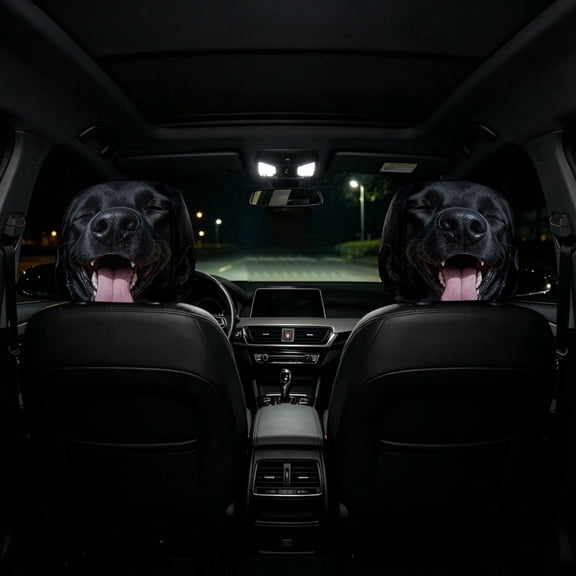 2 Pack Funny Dog Car Headrest Covers Soft Polyester Stretch Seat Protector with Cartoon Print for Auto Interior Decoration 10.2 x 11.0 Inch