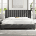 thumbnail image 2 of Renwick Upholstered Platform King Bed with Wing Side, Adult, Dark Gray, 2 of 9