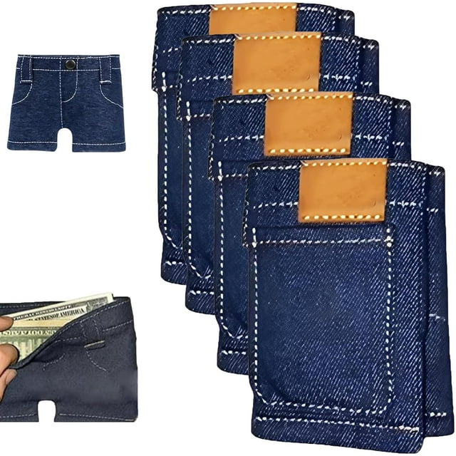 Pocket Pants Mini Jeans Wallet, Slim Compact Bifold Pocket Purse, Portable Retro Style Card Holder for Cards Keys or Cash for Travel and Everyday Carry