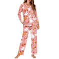thumbnail image 4 of DISNIMO Ghost Pumpkin Mushroom Print Womens Pajama Set 2-Piece Sleepwear Halloween Loungewear Long Sleeve Button Down Nightwear with Long Pajama Pants, Available in Plus Size, XS, 4 of 7