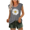 thumbnail image 2 of ALLLIST Spring Tops for Women 2024 Gray Floral Sleeveless Crew Neck Tank Tops Women Tank Tops S, 2 of 4