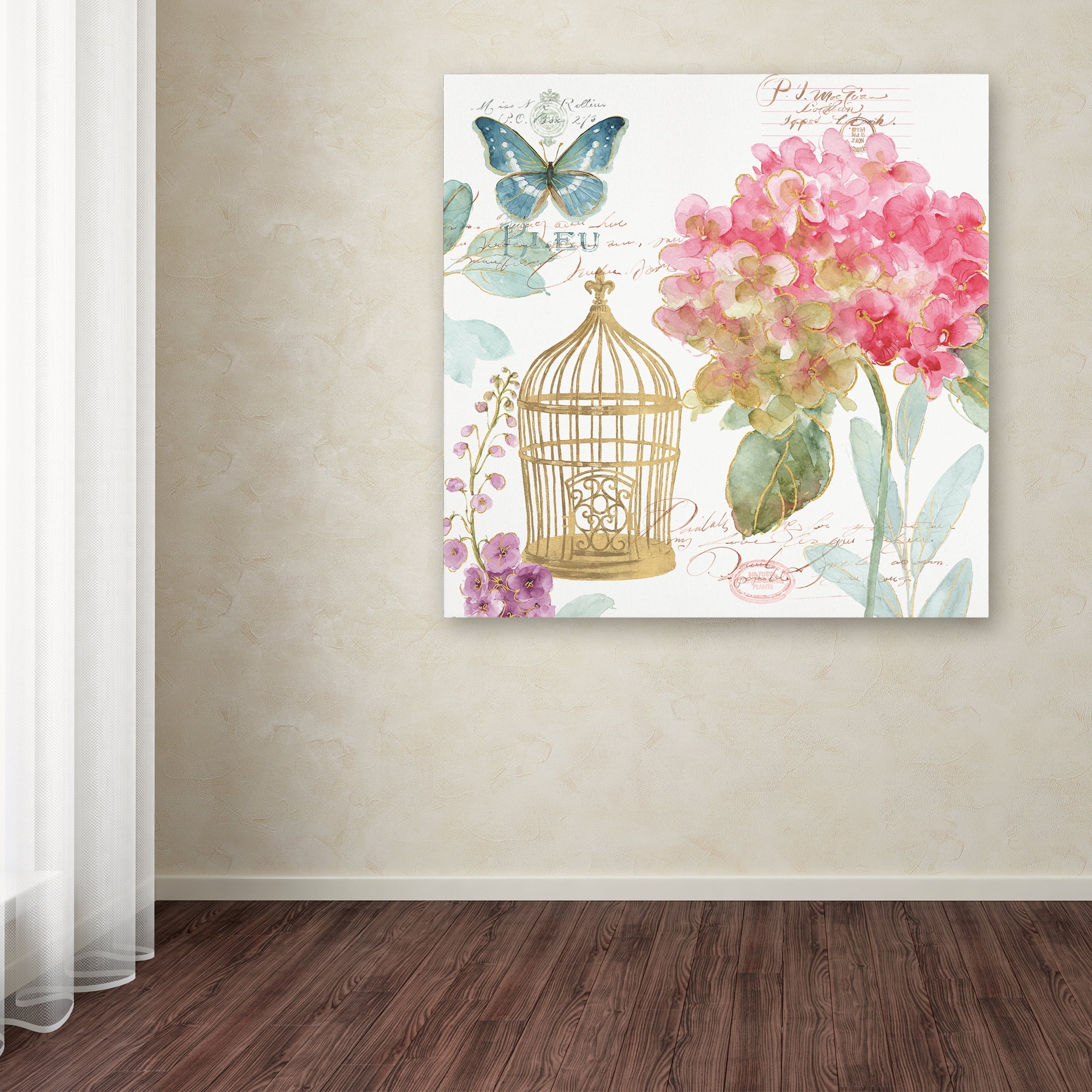 Trademark Fine Art "Rainbow Seeds Floral Birdcage II" Canvas Art by Lisa Audit