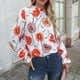 thumbnail image 1 of Camisa estampada floral para mujer, camisa de manga larga para mujer, camisa de manga acampanada para mujer, camisa de manga larga ultra sensible, 1 of 8