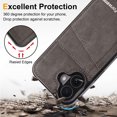 thumbnail image 4 of for iPhone 16 PU Leather Case with Card Holder, Flip Wallet Case for Men Women, Classic Durable Protective RFID Blocking Skin Friendly Stand Phone Case for iPhone 16, Gray, 4 of 8