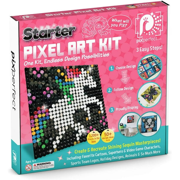 Pix Perfect Starter Pixel Art Kit For Fans Of Pixel Art Crafts Or Sequins 8 Colors 3 0 Pieces 50 Design Ideas Hours Of Creative Fun Walmart Com Walmart Com