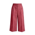 thumbnail image 4 of Bosfbaoi Capri Pants for Women Button Fly High Waist Pinstripe Cropped Culotte Pants Pleated Wide Leg Womens Pants Office Work Pants for Women, 4 of 5