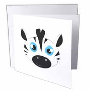 3dRose Cute Baby Zebra Cartoon, Greeting Cards, 6 x 6 inches, set of 12