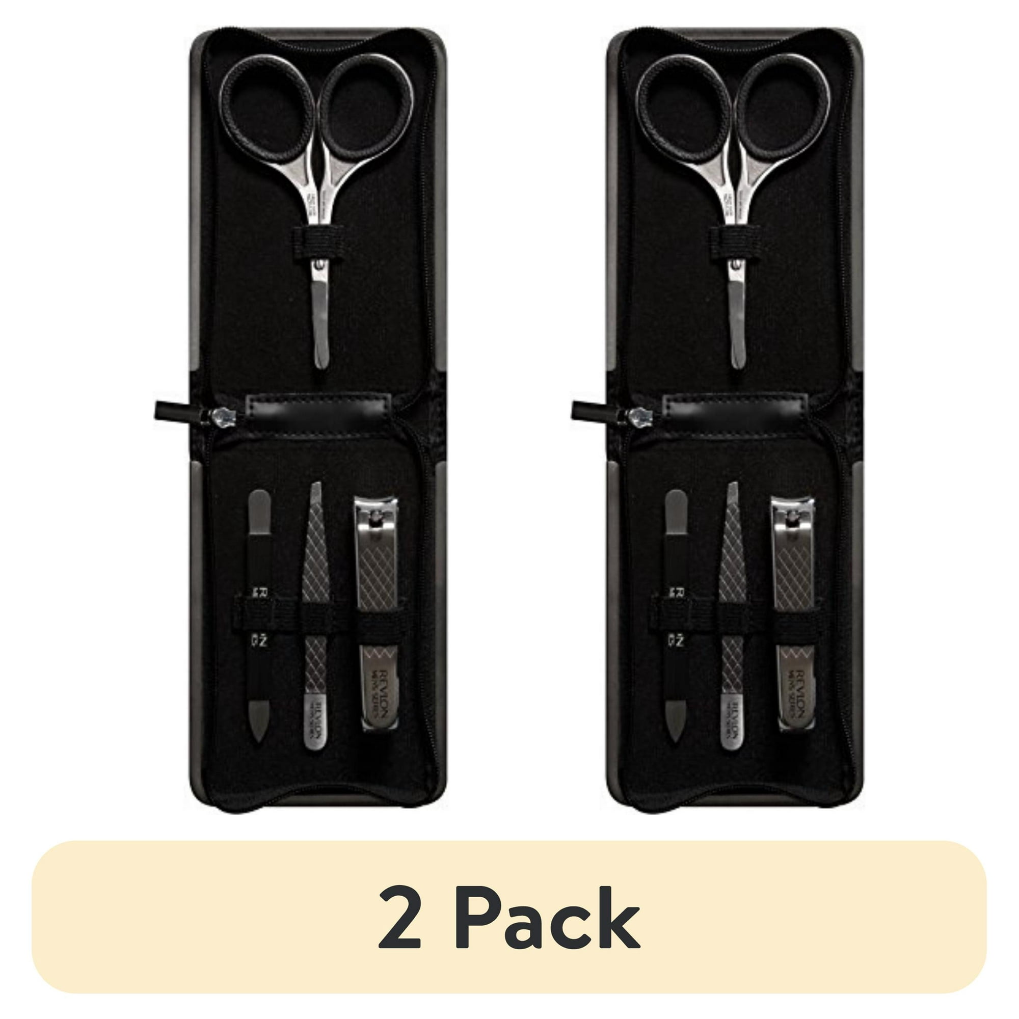 (2 pack) PR REV Revlon Men's Grooming Kit, Nail & Facial Hair Care Travel Kit, 5 Pieces