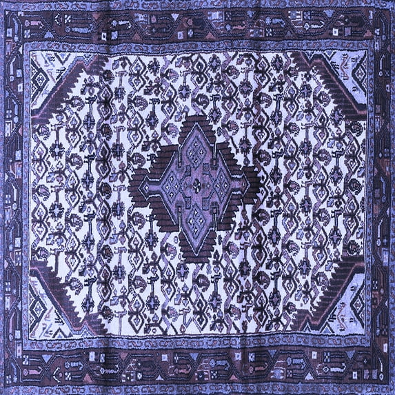 Ahgly Company Indoor Square Persian Blue Traditional Area Rugs, 8' Square