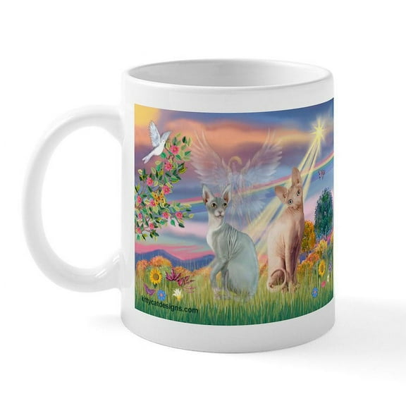 CafePress - Cloud Angel / Sphynx Cat Mug - 11 oz Ceramic Mug - Novelty Coffee Tea Cup