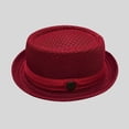 thumbnail image 4 of Mens Summer Fedora Cuban Short Brim Hat (Brick Red One Size), 4 of 5