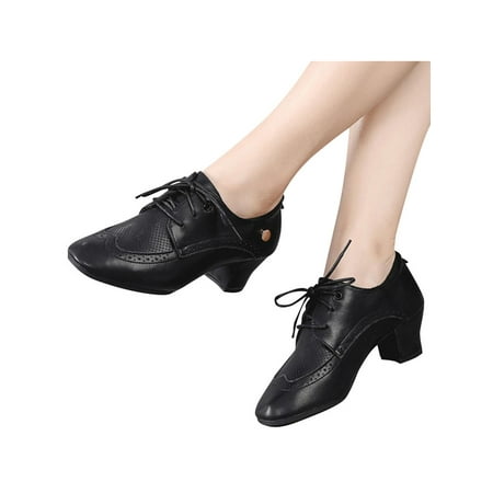 

Eloshman Girls Comfort Lace Up Cheerleading Shoe Dancing Breathable Round Toe Dance Sneakers Cheer Shoes Black 5cm Straight Plastic Base 6.5