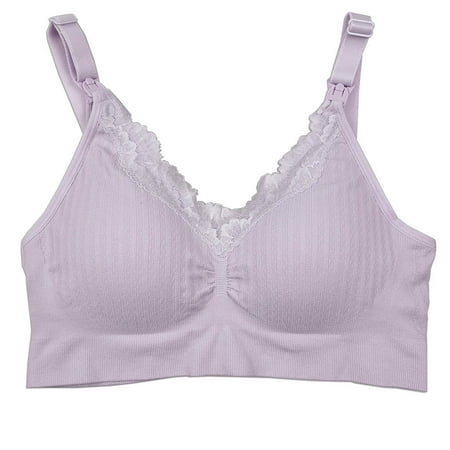 

Odeerbi Nursing Bras for Women Front Closure Breastfeeding Bras No Underwire Traceless Comfortable Breathable Underwear Purple