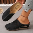 thumbnail image 4 of HomeDM Womens Wedge Sandals Closed Round Toe Comfort Arch Support Slip-On Walking Shoes for Summer Beach, Black Size 6, 4 of 9