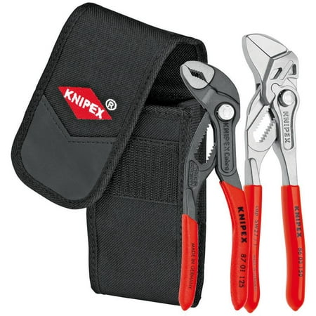 Knipex Tools 00 20 72 V01, Mini Cobra Pliers and Pliers Wrench 2-Piece Set with Belt Pouch