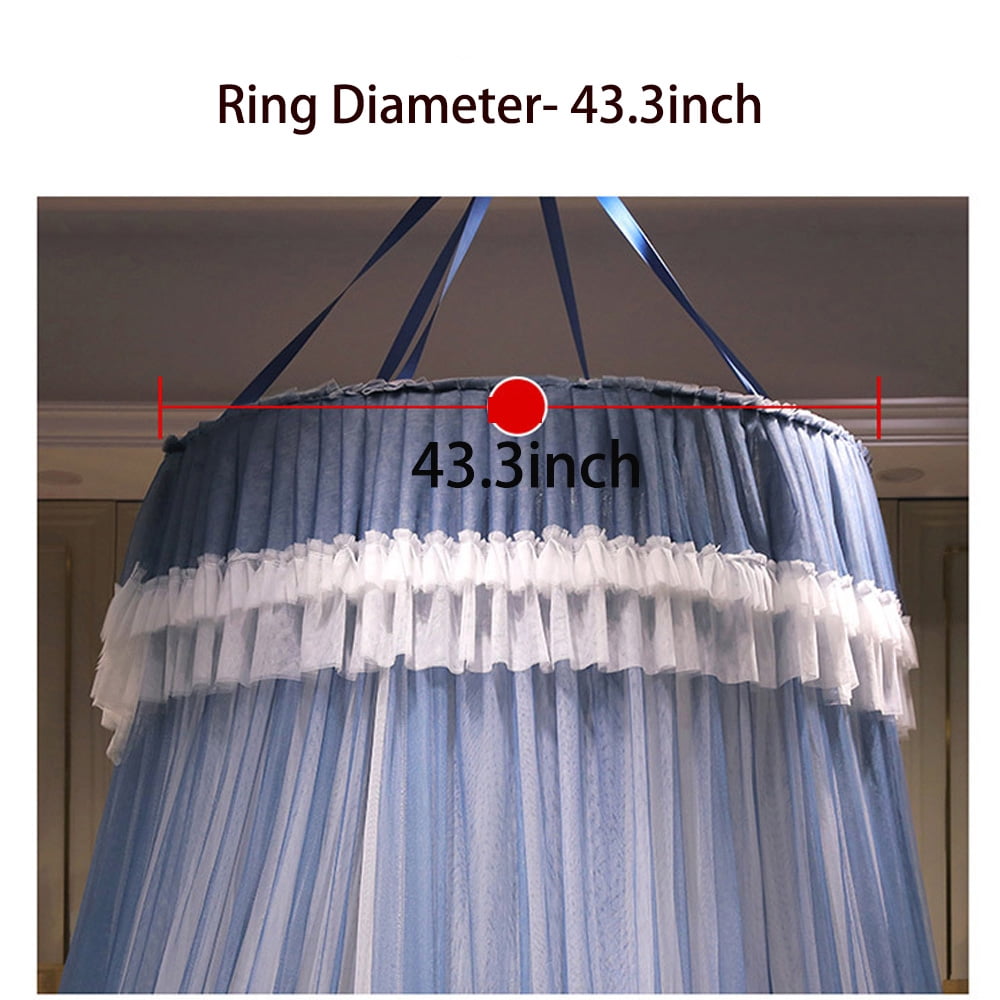 Kadahis Bed Canopy for Girls & Adults, Elegant Double Layer Bed Curtain Canopy Drapes, Round Dome Lace Princess Canopies Netting