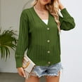 thumbnail image 5 of CILENON Women's Fashion Cropped Cardigan Sweaters for Women Long Sleeve Crochet Knit Open Front V Neck Button Up Tops (Green,XL), 5 of 5
