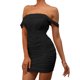 thumbnail image 1 of Dinheiro Vestido con Hombros Descubiertos para Mujer, Mini Vestidos Elegantes De Cóctel De Cintura Alta,M, 1 of 7