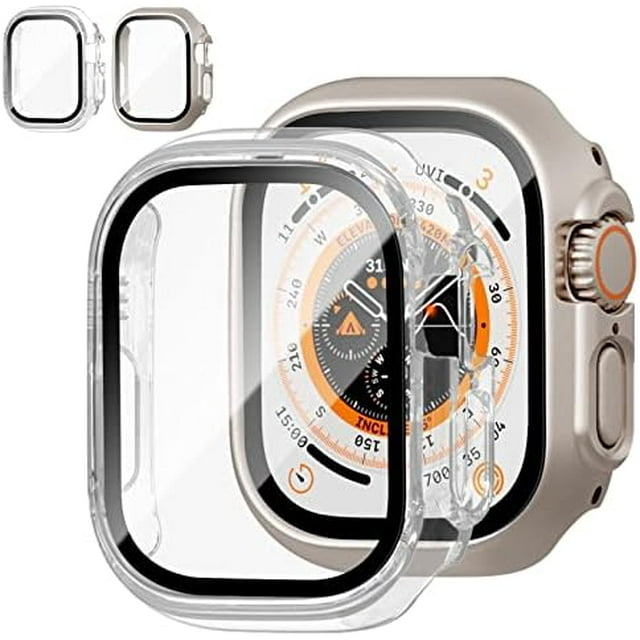 2 Pack Case with Tempered Glass Screen Protector for Apple Watch SE(2023) Series 6/5/4/SE 40mm JZK Slim Guard Bumper Full Coverage Hard PC Protective Cover HD Ultra-Thin Cover for iWatch