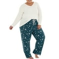 thumbnail image 4 of Fruit of the Loom Women's Beyond Soft Long Sleeve Waffle Top and Flannel Bottom Pajama Set, Sizes S-4X, 4 of 9
