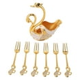 thumbnail image 2 of Coffee Dessert Spoon Fork Set, Multipurpose Coffee Dessert Fork Set With 6 Forks, Mirror Polished, Fine Workmanship Swan Base Holder For Tea Desserts Appetizers, 2 of 8