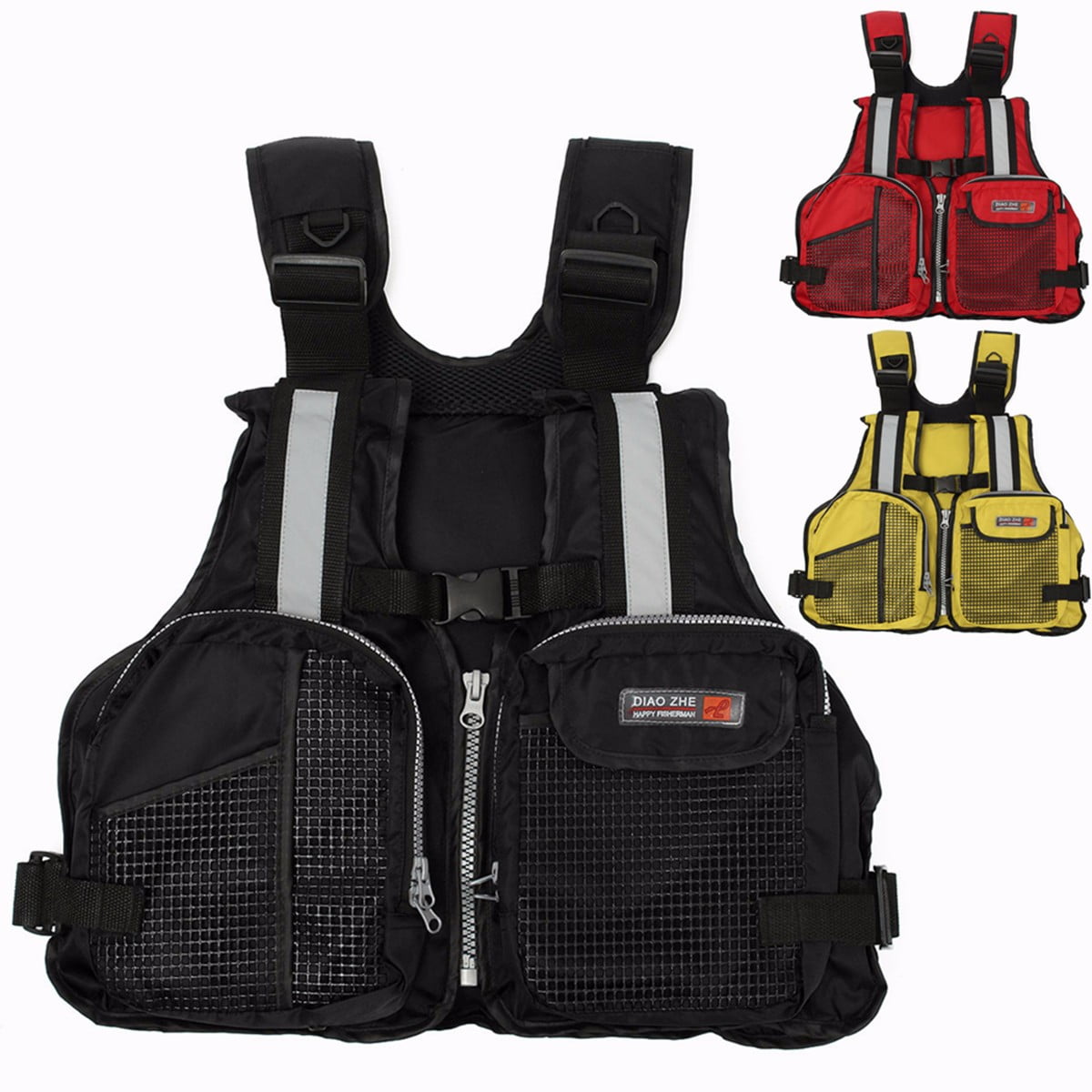 Adult Nylon EPE Fishing Life Jacket Adjustable Reflective Life Vest Sailing Kayak Swimming Buoyancy Aid Waistcoat by