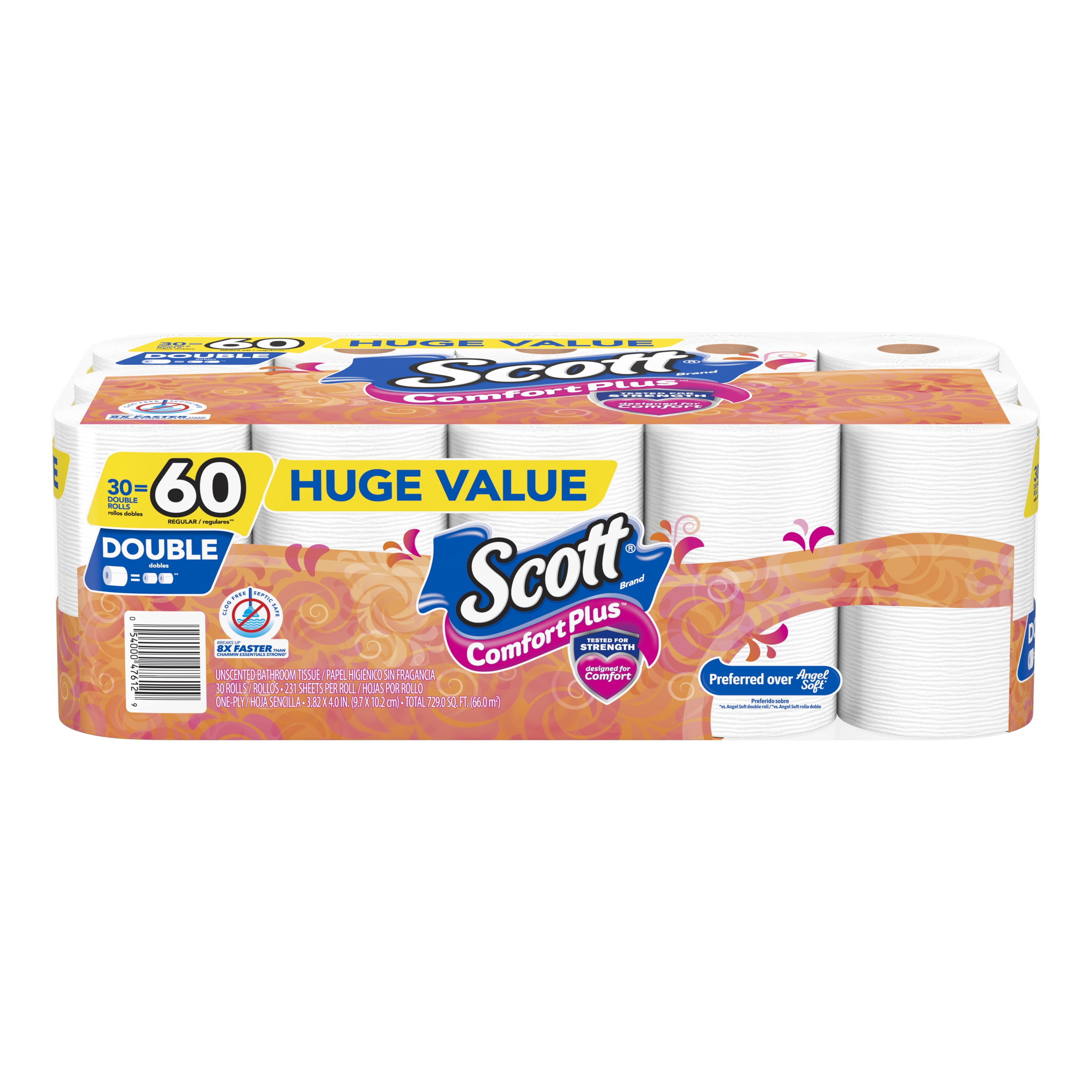 Scott ComfortPlus Toilet Paper, 30 Double Rolls