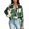 thumbnail image 4 of TFEOQRY Women's Abstract Pattern Print Blouse V Neck Long Sleeve Shirt Casual Button Down Loose Top Olive Green-1, 4 of 7