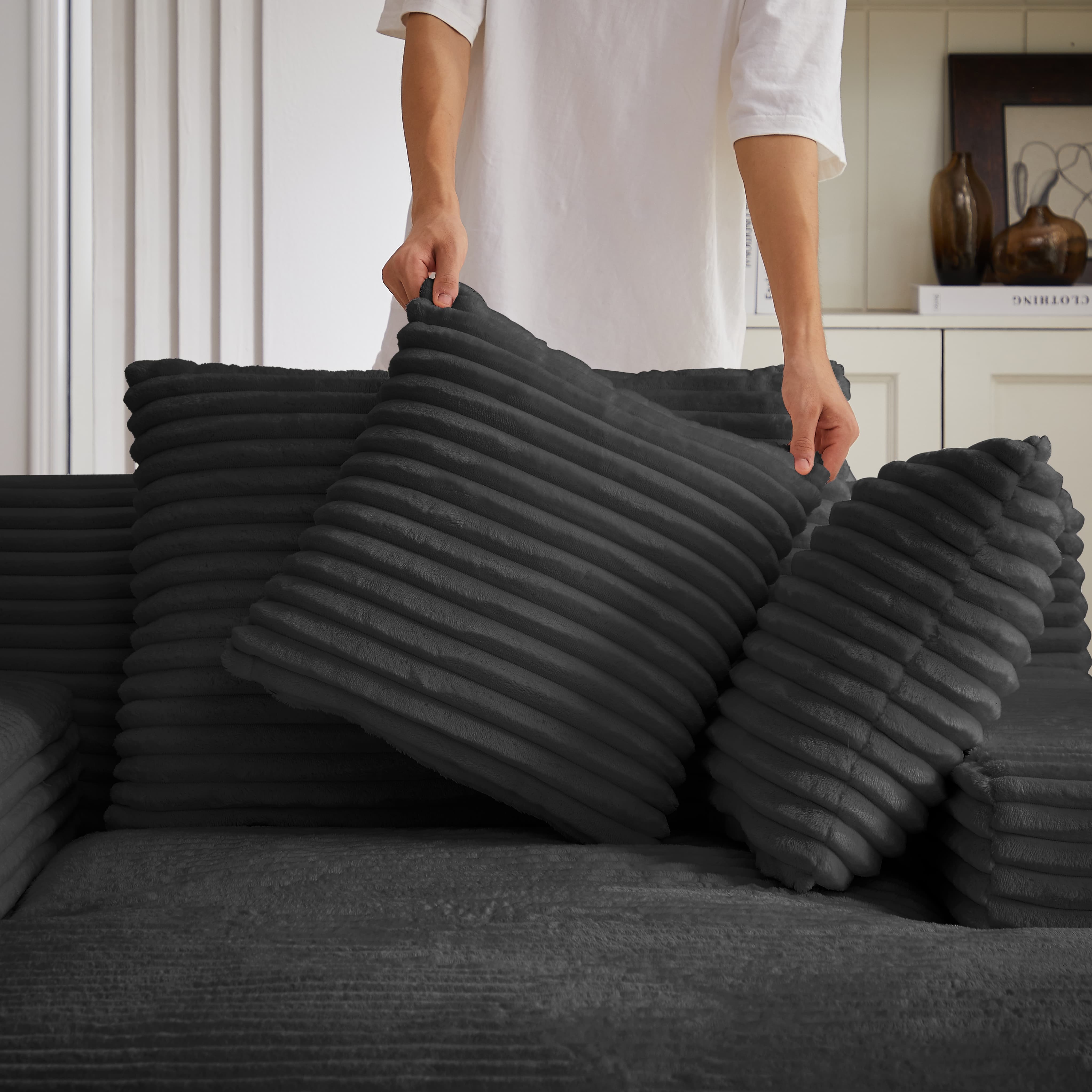 MAYEERTY Oversized Corduroy Chaise Lounge Chair, Boneless Comfy Sleeper, No Assembly for Living Room Office