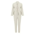 thumbnail image 5 of FRSASU Blazer Sets Women 2 Piece Elegant Business Solid Casual Outfits Dressy Long Sleeve Blazer and Pant Suits Slim Fit office Work Sets White, 5 of 6