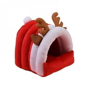 Elaydool Winter Pigs Sleeping Bed Hamster Hedgehog Nest Small Pet Warm Cage Cave Bed House Fleece Hide Toy