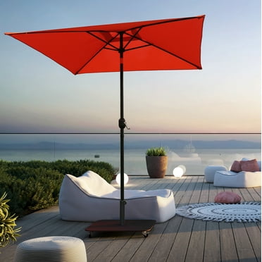 Davee Furniture 6.5 Ft Orange Patio Umbrella with Tilt and Crank