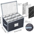 thumbnail image 4 of 2 pack  Wine Glass Organizers with Dividers for 12 Stemmed Crystal Glassware Organizers or China Crystal Glassware Organizers (15" x 12" x 10") - Gray, 4 of 5