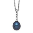 thumbnail image 3 of Sterling Silver Rhodium-plated 7-8mm Black FWC Pearl CZ Necklace, 3 of 3