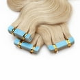 thumbnail image 5 of MY-LADY Tape in Natural Russian Human Hair Extensions Curly Body Wavy Glue Highlight Hairpiece US Stock 20PCS 22" #60 Platinum Blonde, 5 of 10
