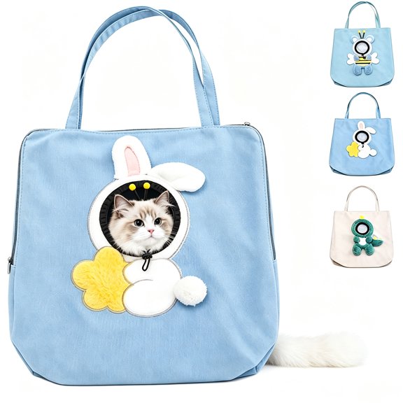 Pet Canvas Shoulder Carrying Bag, Dog Canvas Tote Carrier Bag for Small Dogs & Cats - Cute Head-Out Sling Purse, 2 Sizes