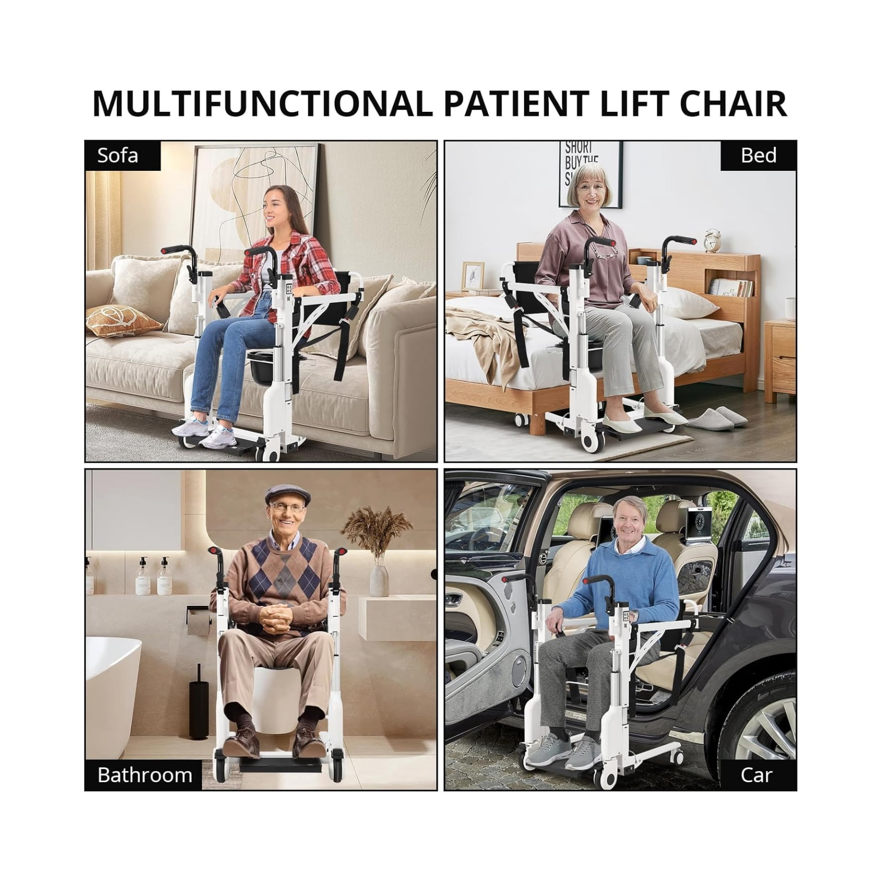 Electric Patient Lift Transfer Chair - Portable Car Lift Aid, Suitable for Elderly Care Workers, Lightweight Bedside Bathroom Wheelchair