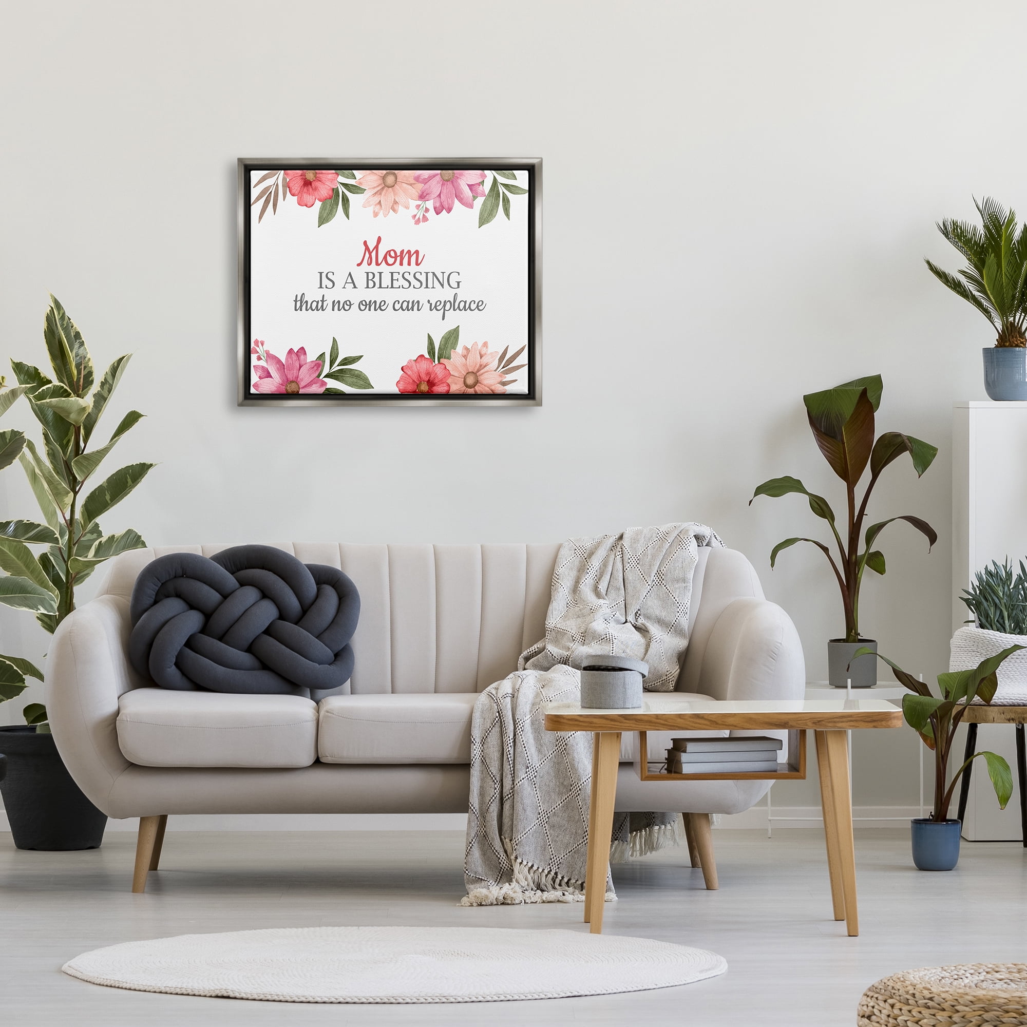 Stupell Industries Floral Mom Appreciation Botanical & Floral Painting Gray Floater Framed Art Print Wall Art, 31 x 25