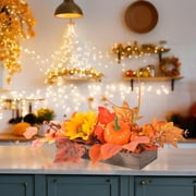 Autumn Pumpkin Bonsai Centerpiece - 16" Handcrafted Wood Base Fall Decor for Thanksgiving Table, Halloween Porch & Farmhouse Mantel Displays