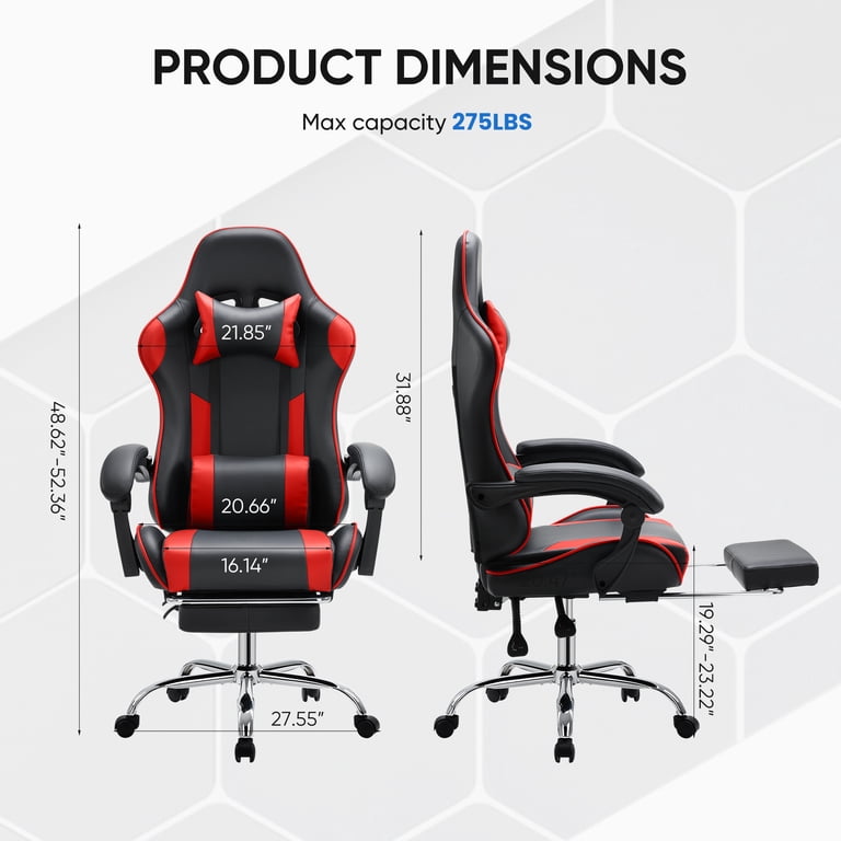 EDX Ergonomic Gaming Chair, High Back, Red and Black photo 4
