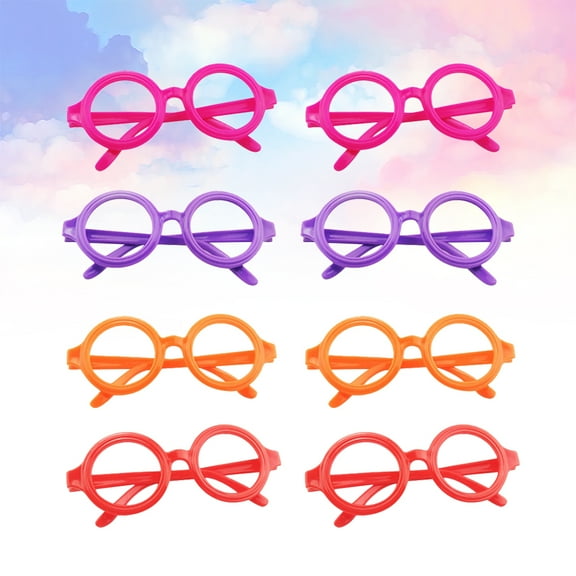 ROSENICE Funny Plastic Glasses Toys for Kids Playing with Cartoon Round Frame Eyeglasses Props Lightweight and Durable Assorted Color