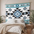thumbnail image 3 of Blue Aztecs Tapestry for Bedroom Wall Hanging Tapestry, Southwestern Stripe Native American Boho Ceiling Backdrop Tapestries Poster Blanket Wall Decor for Teens Room Living Room Dorm 55" x 73", 3 of 8