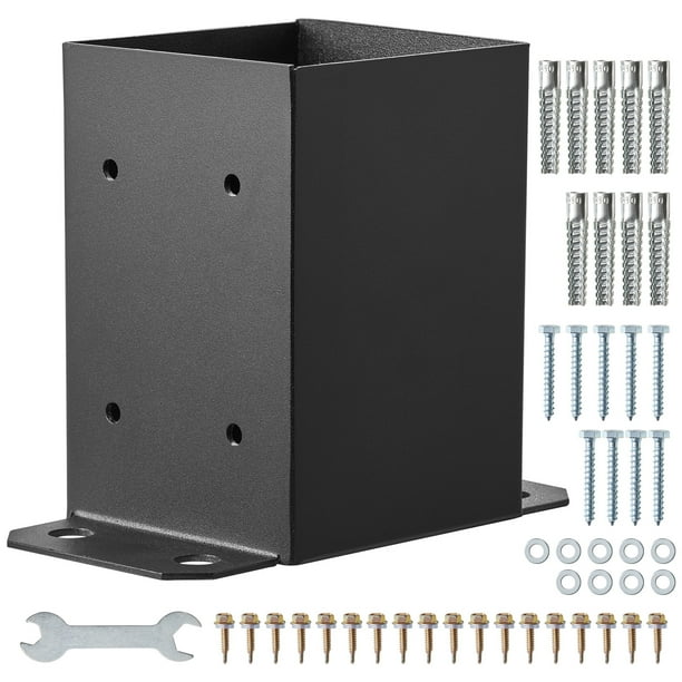 VEVOR 4x4 Post Base 2 Pcs Inner Size 3.6 x3.6 Post Base Brackets Heavy Duty Powder Coated Post Anchor Matte Black Wood Post Brackets for Pavilion Deck Railing Support Deck Base Plate Walmart
