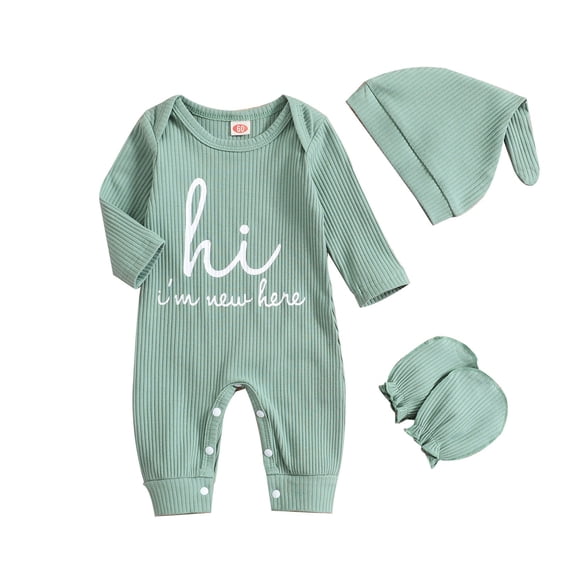 Newborn Baby Girls Fashion Print Solid Color Crawling Suit Three Piece Set For Kids Vêtements Pour Enfants Size 0-3 Months
