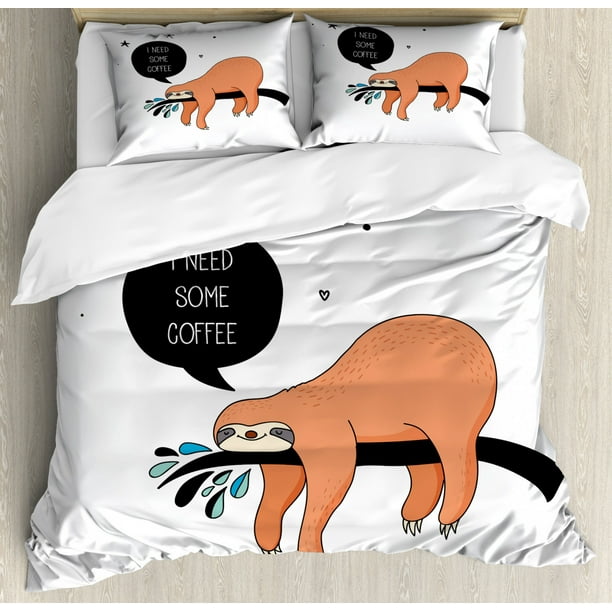 Animal Duvet Cover Set Queen Size, Sloth Bed Sheets Queen Size