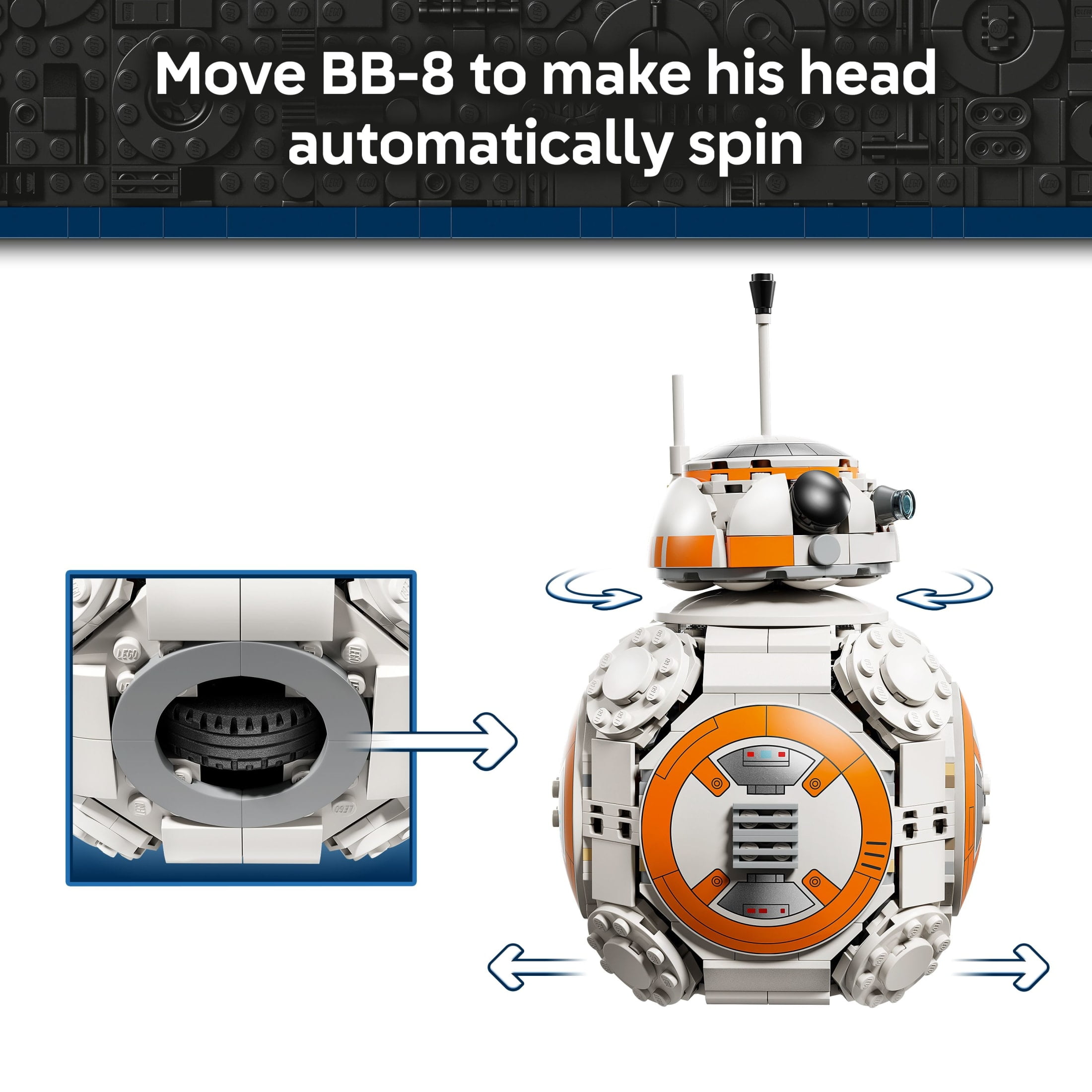LEGO Star Wars BB-8 Astromech Droid Building Toy for Boys & Girls - Play & Display Building Kit W/Spinning Head Action & Burner Arm for Kids & Fans, Ages 10+ - Gift Idea for Birthdays - 75452