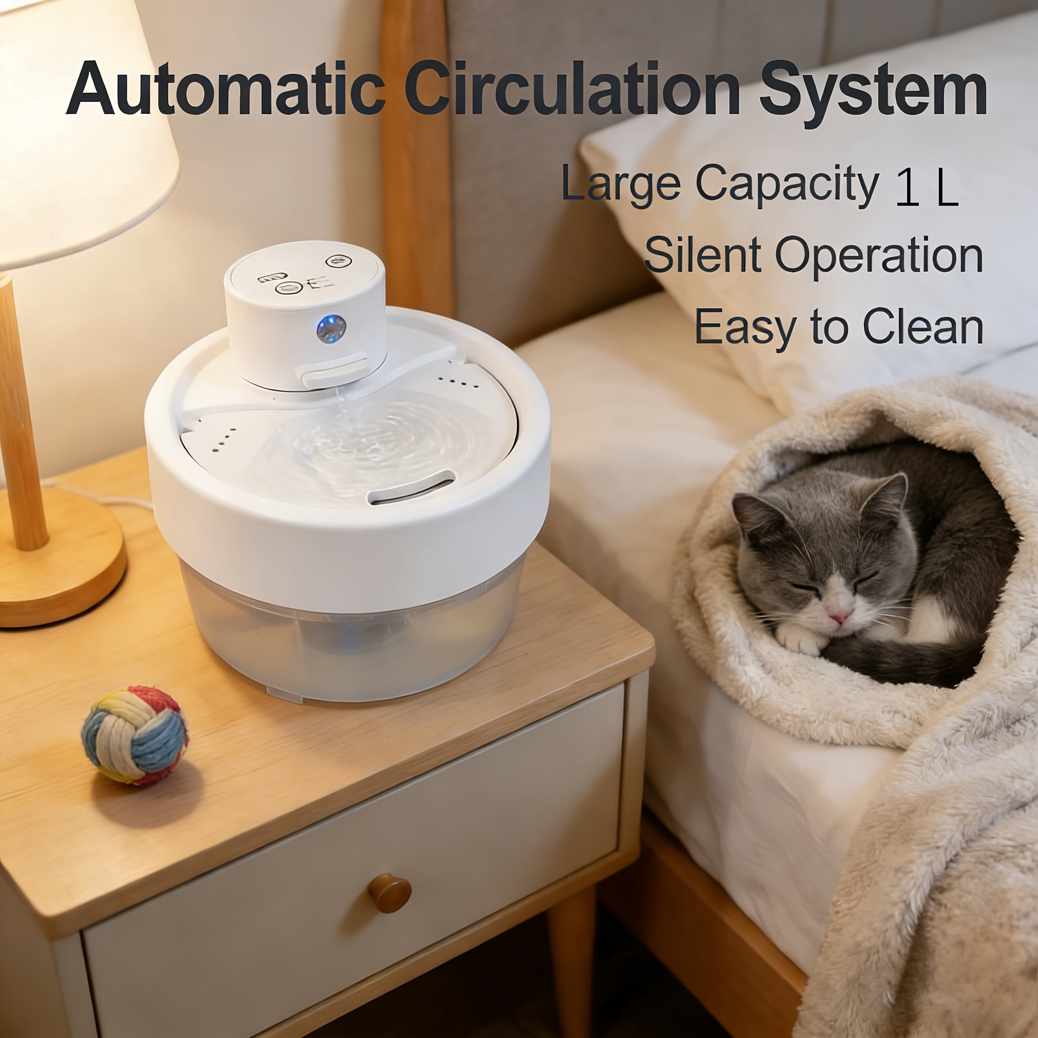 Smart USB Cat Water Fountain - Rechargeable Battery-Free Pet Dispenser with Quiet Circulating Water System for Cats & Small Dogs